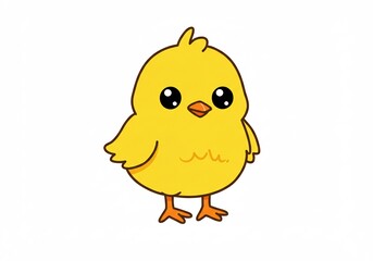 Cute Yellow Chick Cartoon Softly Lit. AI Generated