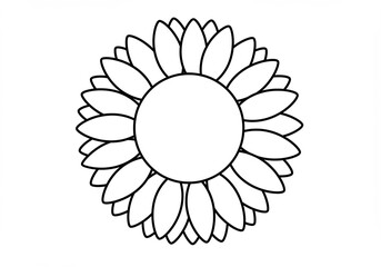 Simple Line Drawing Cheerful Sunflower. AI Generated