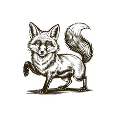 Vintage engraving woodcut fox vector illustration art design