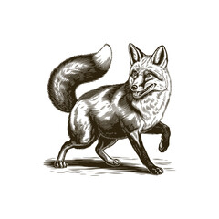 Vintage engraving woodcut fox vector illustration art design