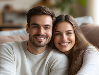 Couple sharing a joyful moment at home together