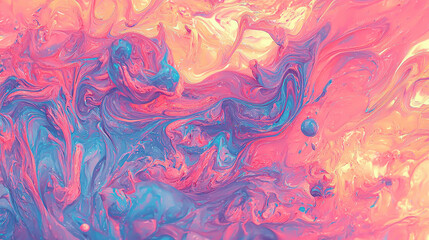 Vibrant Abstract Acrylic Fluid Art in Pink and Blue Tones