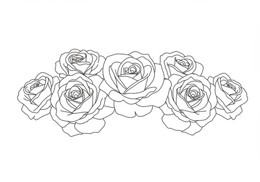 Elegant line art roses softly arranged. AI Generated