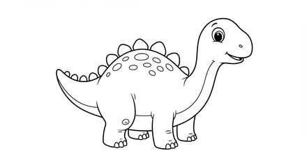 Naklejka premium Adorable Cartoon Dinosaur Line Art Illustration. AI Generated