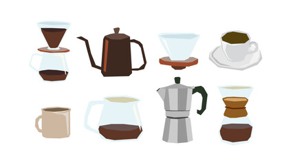 Coffee icon in Hand-drawn style set , Drawing of cafe elements for design menu label packaging . icons vector illustration