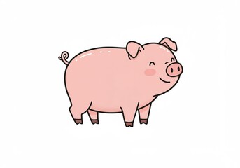 Happy Pink Pig Cartoon Illustration. AI Generated