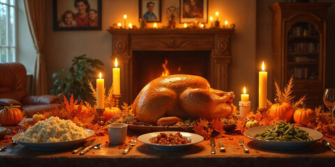 christmas table setting with candles