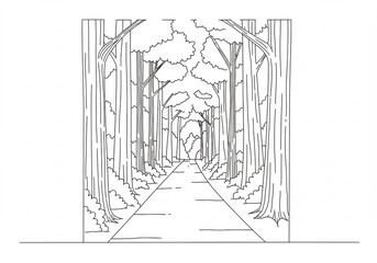 Serene forest path gracefully receding into light. AI Generated