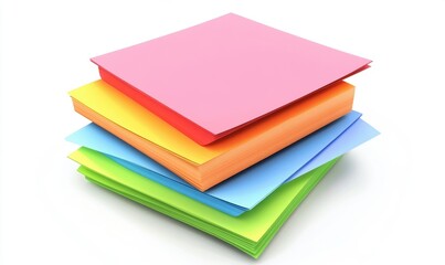 Stacked colorful sticky notes on white for reminders and organization