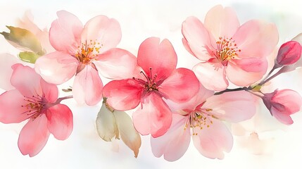 A delicate arrangement of pink and red blossoms with soft, blurred background.
