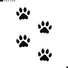 Fototapeta premium Animal paw prints vector illustration. Sumatran tiger paw prints silhouette 