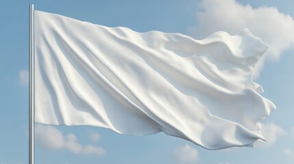 Obraz premium White Flag Waving in the Blue Sky