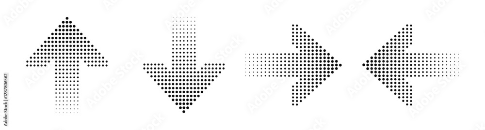 Wall mural set of abstract halftone arrow symbol. halftone symbol design for web design.