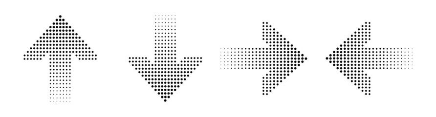 Set of abstract halftone arrow symbol. Halftone symbol design for web design.