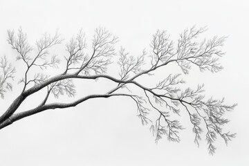 Elegant charcoal drawing of bare tree branches against a white background creating a serene and minimalist nature scene showcasing artistic detail