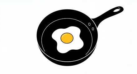 Fried egg in a black frying pan