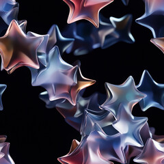 Obraz premium Glossy star shapes floating against a dark, solid background creating an abstract seamless pattern