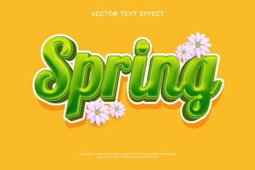 Editable text spring 3D text effect template graphic design