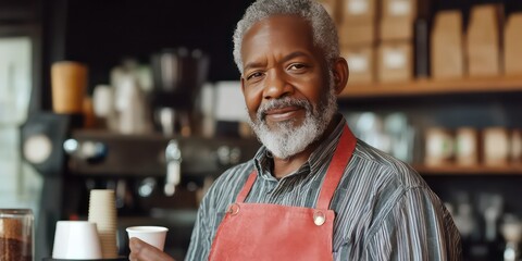 Obraz premium Coffee shop owner updating work schedules before heading home