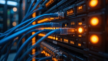 Data center operations network connections server room digital infrastructure high-tech environment