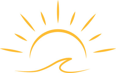 A half sun is setting downwards icon sunset concept for graphic design, logo, web site, social media, mobile app, ui illustration