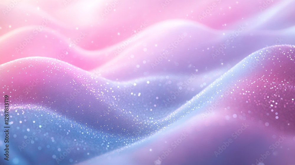 Aufkleber soft pastel pink and purple abstract waves with sparkling glitter texture, atmospheric background. d