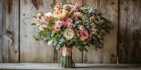 Fototapeta premium Cozy and nostalgic bouquet with barn-style floral charm.