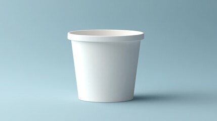 White Cylindrical Plastic Cup on Blue Background
