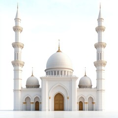 Fototapeta premium White Mosque Design, Architectural Illustration, Isolated Studio Shot