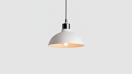 White pendant lamp, interior shot, bright backdrop