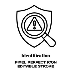 Identification symbol, featuring an editable stroke outline icon isolated on white background flat vector illustration. Pixel perfect