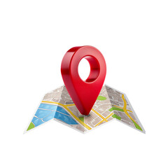 Location pin with map on transparent background