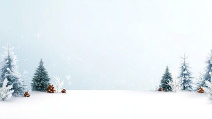 Winter Forest Scene, Digital Art, Light Blue Background