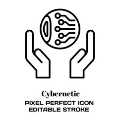 Cybernetic symbol, featuring an editable stroke outline icon isolated on white background flat vector illustration. Pixel perfect