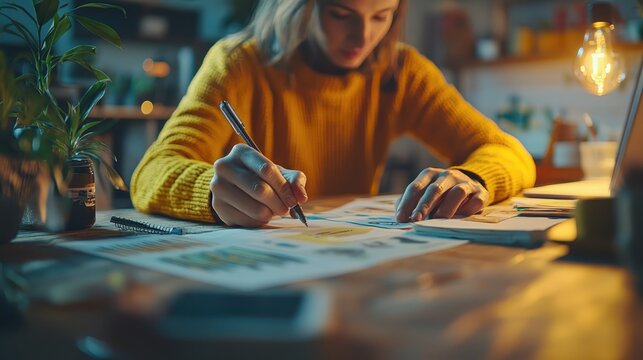 Creative design process artist working in cozy studio digital artwork warm lighting focused mindset