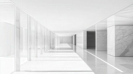 Fototapeta premium Bright Modern Minimalist Interior with Natural Light and Marble