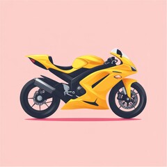 Fototapeta premium Yellow Motorcycle Profile Against Pastel Background