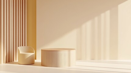 Minimalist Room with Soft Tones and Simple Furniture Design