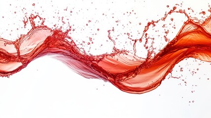 Dynamic red liquid splash against white backdrop capturing fluid motion and vibrant color creating a visually stunning abstract composition