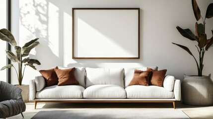 Bright Modern Living Room with White Sofa and Natural Light