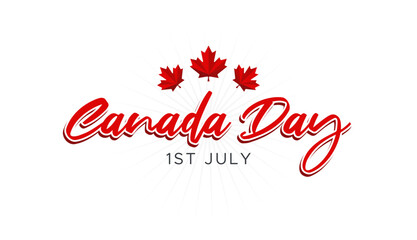 Canada day celebration, July 1st. Happy Canada day. Great day celebration event. Template design with red maple leaf symbol ornament