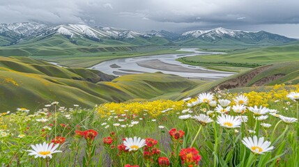 Fototapeta premium The splendor of uplands a harmonious blend of abundant harvests and nature s beauty