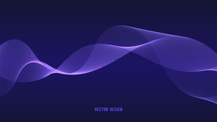 Geometric curved lines in gradient forming dynamic futuristic abstract flow patterns