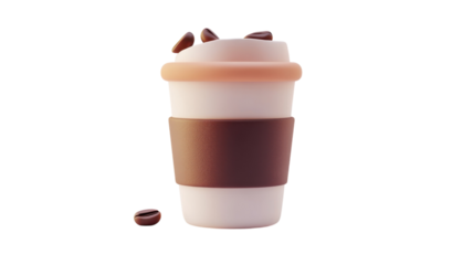 Creative coffee cup design featuring chocolate toppings and coffee beans