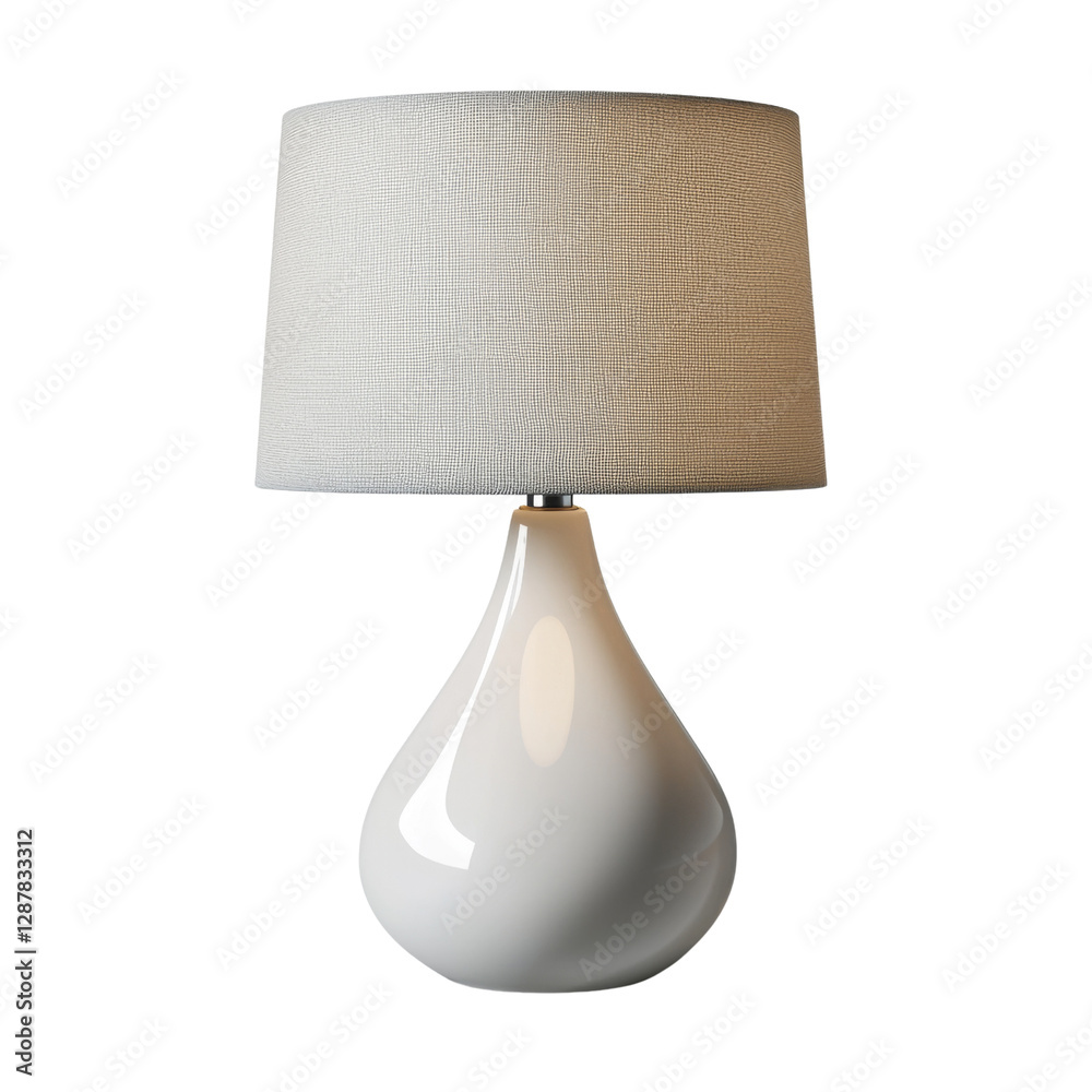 Poster modern white table lamp with teardrop shaped base and textured fabric shade, perfect for adding elegance to any room