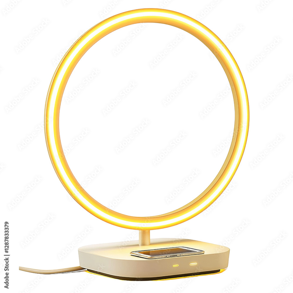 Poster Modern LED ring lamp with sleek design and warm light