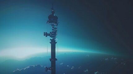 Futuristic Space Elevator Connecting Earth to Orbital Space Station