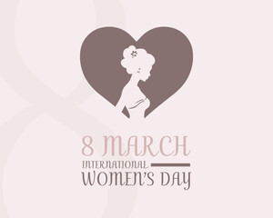 Celebrate International Women's Day on March 8th with this elegant design! A heart featuring a woman inside, adorned with beautiful colors. Ideal for social media, posters, and greeting cards -8 March