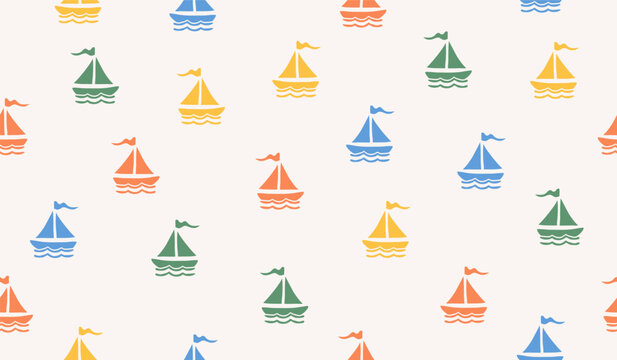 Cute ships pattern background vector design