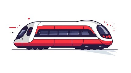 Logo of a red and white train powered by artificial intelligence, factory theme